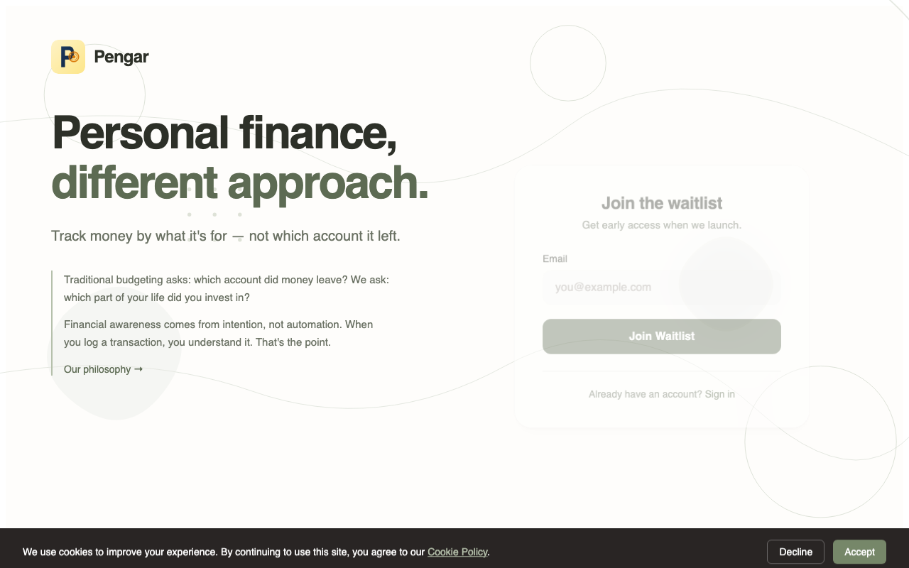 Pengar landing page